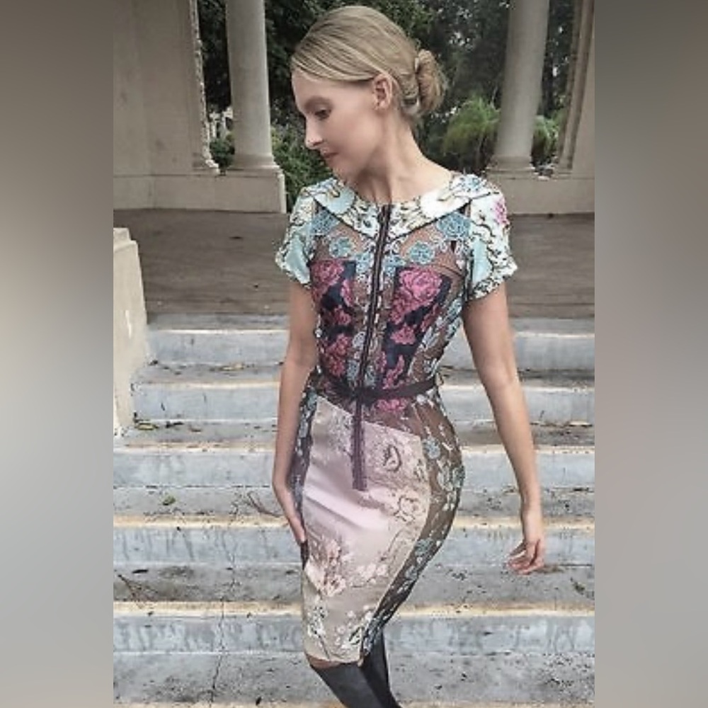 Anthropologie | Beguile By Byron Lars Pieced Multi Pattern Brocade Sheath Dress